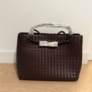 Elegant Brown Woven Tote Bag